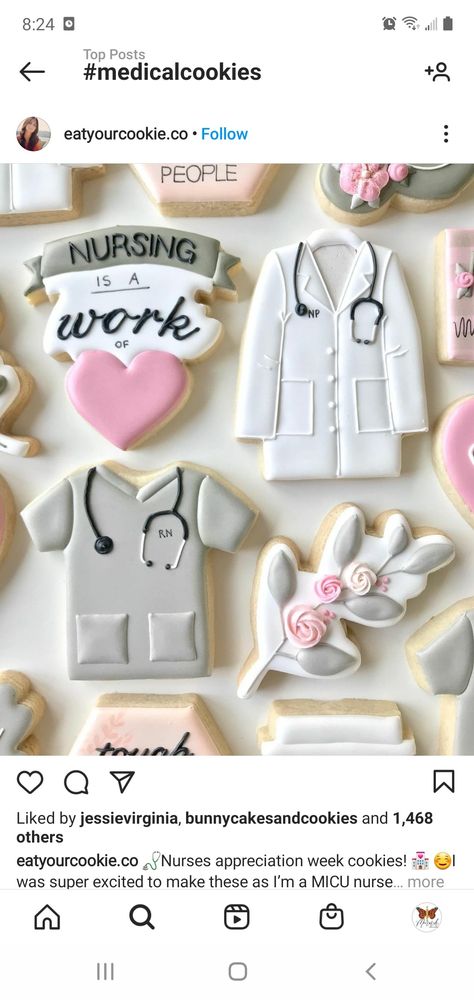 Medical Cookies, Nurse Cookies, Nursing School Graduation Party, Nursing Cake, Royal Icing Sugar, Graduation Cookies, Wedding Treats, Sugar Cookie Designs, Fondant Toppers