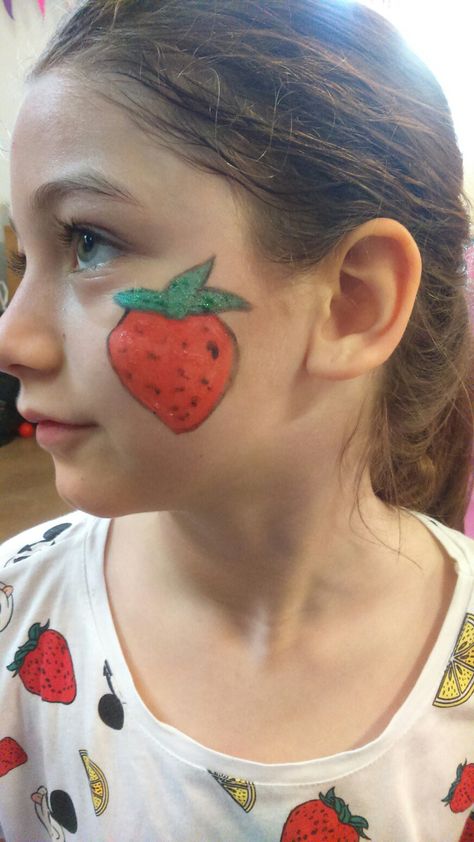 Small Face Painting Ideas Cheek Art, Fruit Face Paint, Watermelon Face Paint, Strawberry Face Paint, Easy Face Painting Ideas For Kids Simple Cheek Art, Cheek Face Paint, Quick Face Painting Ideas For Kids, Small Face Painting Ideas, Face Paint Stencils