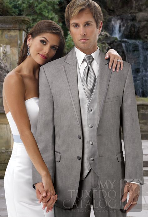 Heather Grey 'Savoy' Tuxedo by Jean Yves Gray Tux, Grey Tux, Tuxedo Styles, Grey Tuxedo, Grooms Attire, Groom Tux, Tuxedo Style, Grey Vest, Coat Style