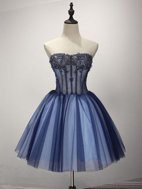 ac796a52db3f16bbdb6557d3d89d1c5adesc45366558ri Cocktail Prom Dress, Tulle Party Dress, Blue Ball Gowns, Bridesmaid Dresses Strapless, Tulle Homecoming Dress, Prom Dresses 2018, Bleu Pastel, Bridesmaid Dress Sizes, Short Prom Dress