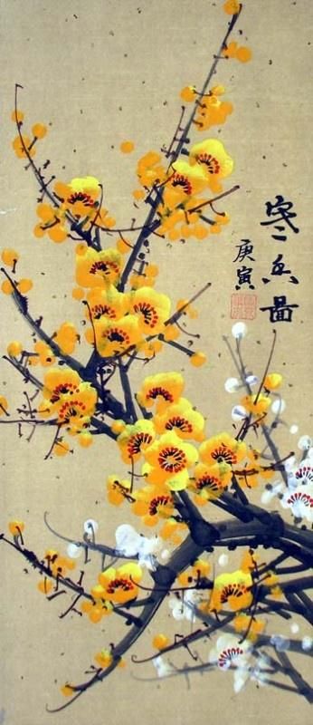 Kiss Me When I'm Dead. 'A blast.' http://viewBook.at/KissMeWhenImDead … Art Chinois, Yellow Blossom, Chinese Brush Painting, Asian Painting, Eastern Art, Art Japonais, Japanese Painting, Sumi E, Japan Art