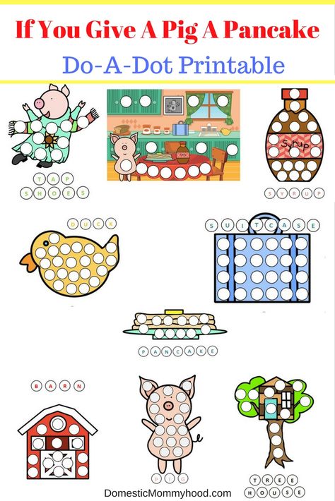 If You Give A Pig A Pancake Craft, Pancake Day Crafts, Cooking Preschool, Peachie Speechie, Cognitive Development Activities, Dot Pictures, November Preschool, Story Baskets, Slp Materials