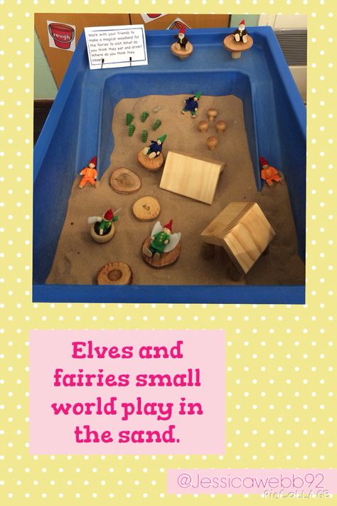 Small world play with the fairies and elves in the sand! EYFS Sand Tray Ideas, Sand Tray Ideas Eyfs, Fairies And Elves, Play Therapy Room, Fairy Tale Crafts, Elf Crafts, Sand Tray, Pirate Fairy, Magic Theme