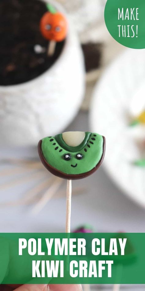 This polymer clay kiwi craft is fun to make and perfect for identifying seeds that you have planted in the garden this spring. Oven Bake Clay, Kiwi Bird, Parchment Paper Baking, Learning Printables, Organize Craft Supplies, Sculpey Clay, Boredom Busters, Fruit Seeds, Black Sharpie