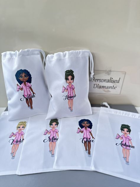 Personalised girls sleepover party bag by personaliseddiamante on Etsy Girls Sleepover Party, Spa Slippers, Girl Sleepover, Wrapping Party, Spa Party, Sleepover Party, Party Bag, Party Bags, Hair Colour