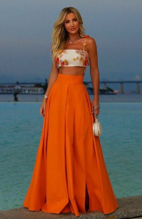 Orange Outfit, Tropical Dress, Fashion Mistakes, Historical Dresses, Looks Chic, Formal Evening Dresses, Two Piece Dress, Piece Dress, Guest Dresses