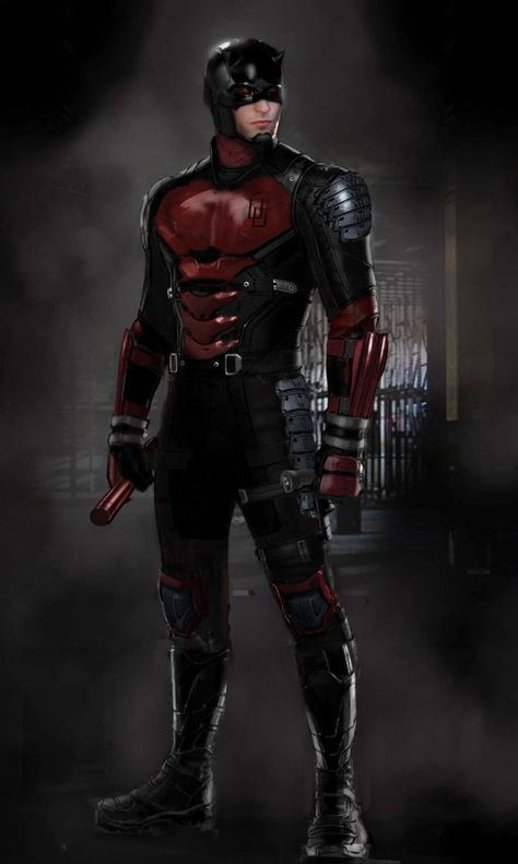 Red Hood Concept Art Suits, Daredevil Concept Suit, Daredevil Suit Concept Art, Armored Daredevil, Daredevil Redesign, Super Hero Concept, Marvel Electro, Peter Stark, Daredevil Suit