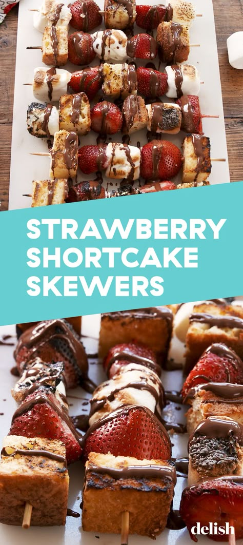 Grilled Desserts Easy, Grilled Dessert Recipes, Grill Deserts, Grilled Deserts, Barbeque Food Ideas, Desserts On The Grill, Grill Desserts, Strawberry Skewers, Grilled Strawberry Shortcake