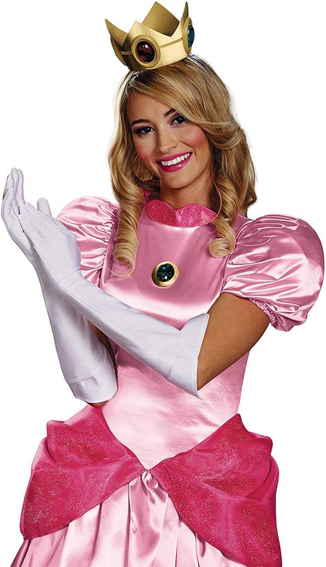 Super Mario Bros Costumes, Princess Peach Halloween Costume, Princess Peach Halloween, Mario Bros Costume, Long White Gloves, Princess Peach Costume, Peach Clothes, Peach Costume, Mario Costume