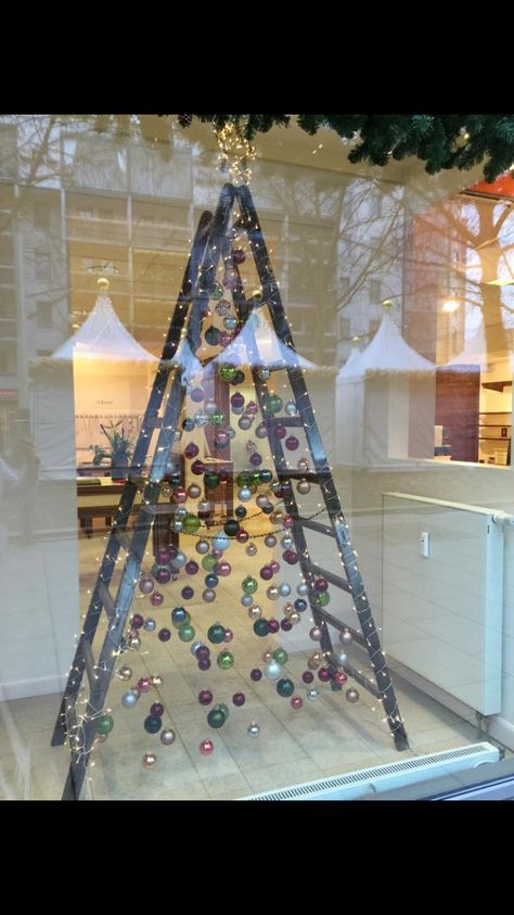 Christmas Tree Ladder Ideas, Unique Christmas Trees Themes Ideas, Ladder Christmas Tree Ideas, Ladder Christmas Decor, Christmas Ladders Ideas, Christmas Tree Ladder, Tree Ladder, Unique Christmas Trees Themes, Ladder Tree