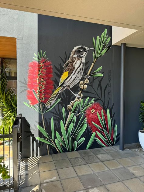 Murals 2024 - Current - BRENTON SEE Interior Mural Ideas, Bird Mural, Outdoor Mural, Deco Mural, Wall Boards, Interior Murals, Wildlife Painting, School Murals, Window Graphics