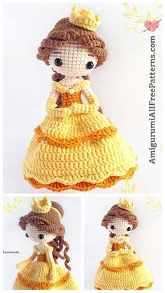 Princess Amigurumi, Amigurumi Crochet Free Pattern, Doll Free Pattern, Disney Crochet Patterns, Crochet Princess, Doll Design, Crochet Disney, Pola Amigurumi, Crochet Rabbit