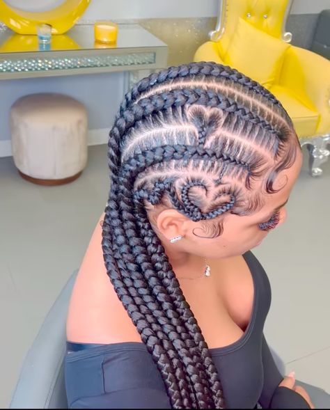 Cornrows With Heart, Heart Cornrows, Love Heart Cornrows, Cainrow Hairstyles With Heart, Heart With Cornrows, Cornrows Heart Design, Black Kids Braids Hairstyles, Natural Hair Short Cuts, Feed In Braids Hairstyles