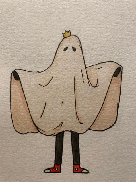 fun little ghost boy #ghost #art #sketch #sketchbook #sketchbookpage #sketchbookdrawing #watercolor #halloween Ghost Drawing How To, Ghost Characters Art, Ghost Human Drawing, Ghost Kid Drawing, Ghost Sheet Drawing, Funny Ghost Drawing, Ghost Drawings Cute, Ghost Watercolor Paintings, How To Draw Ghosts