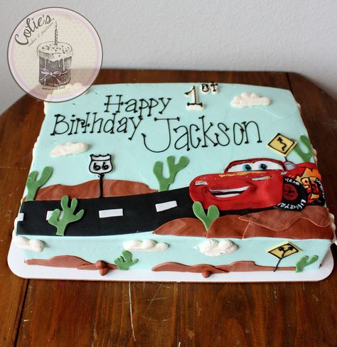 Colie's Cakes & Pastries|Baker|Colorado | Birthday Cakes Cars Sheet Cake, Cake Without Fondant, Cinnamon Rolls Cream, Car Theme Cake, Race Birthday, Disney Cars Cake, Pixar Cars Birthday, Lightning Mcqueen Cake, Cars Theme Cake