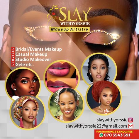 Flyer Design for @slaywithyorssie makeup artistry Makeup Banner Design, Makeup Flyer Design, Henna Design Tutorial, Bridal Henna Design, Hair Salon Design, Beauty Makeover, Bridal Henna Designs, Photoshop Design Ideas, Banner Designs