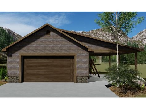 Drive-Thru Garage Plan, 065G-0016 Large Covered Porch, Detached Garage Designs, Pole Barn Garage, 2 Car Garage Plans, Garage Plans Detached, Backyard Garage, Basement Layout, Rustic House Plans, Garage Floor Plans