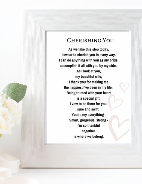 Excited to share this item from my #etsy shop: Cherishing You-Letter to bride-Love Letter-Wedding Gift-Groom gift to bride-Letter from Groom-Poem-Print out #wedding #letter #poem #groomgift #tobride #bridal #weddinggift #fromgroom #couplegift Heaven Design, Fedex Office, Memorial Poems, Printable Wedding Sign, Wedding Gifts For Groom, Bride And Groom Gifts, Mother Son, Office Depot, Groom Gift