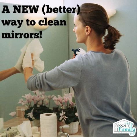 new way to clean mirrors - yourmodernfamily.com Clean Mirrors, Cleaning Checklist, Cleaning Schedule, House Cleaning Tips, Diy Cleaning Products, Cleaning Organizing, Home Hacks, Cleaning Solutions, Spring Cleaning