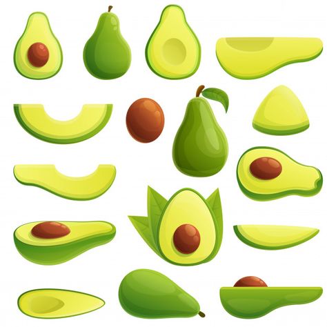 Avocado icons set Premium Vector | Premium Vector #Freepik #vector #food #leaf #nature #cartoon Avocado Icon, Nature Cartoon, Music Mixer, Avocado Art, Vegetable Illustration, Vector Food, Fruit Illustration, Summer Pattern, Leaf Nature