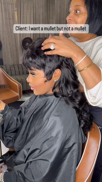 Atlanta Hair Stylist on Instagram: "HAIR FROM MY Remi HAIR Vendor. Link in bio. She wanted yet another mullet but with a twist. Happy Birthday to my baby doll @princesstatyanaa." Mullet Hairstyle Women Black Hair, Mullet Wigs For Black Women, Mullet Hair Black Women, Sew In With Undercut Black Women, Mullet Sew In, Mullet Hairstyle Women Black Woman, Mullet Wig Black Woman, Quick Weave Mullet Black Women, Mullet On Black Women