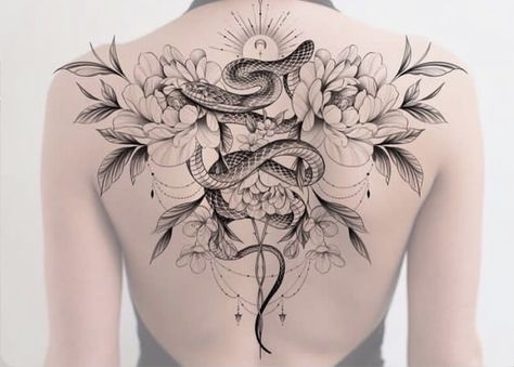 Snake Flower Back Tattoo, Lower Back Tattoo Women, Chest Tattoo Designs Female, Ojo Tattoo, Calin Gif, Full Chest Tattoos, Flower Tattoo Back, X Tattoo, Special Tattoos