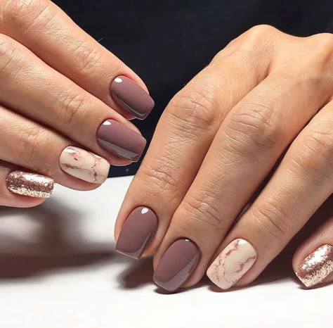 Shellac Nails Fall, Brown Nail Art, Brown Nails Design, Marble Nail Designs, Nagellack Trends, Light Pink Nails, Short Gel Nails, Square Nail Designs, Nude Nail Designs