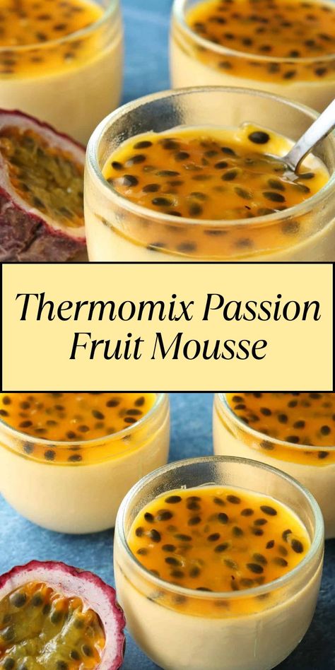 Looking for a simple, creamy dessert? This Thermomix dessert comes together quickly and is packed with the sweet and tangy taste of passion fruit juice. Pin this now for a go-to pudding passion fruit dessert that’s sure to impress your guests! Creamy Lemon Chicken And Rice, Thermomix Pumpkin Soup, Passion Fruit Dessert, Fruit Mousse, Passion Fruit Mousse, Passionfruit Recipes, Brazilian Desserts, Tropical Desserts, Rice Bake