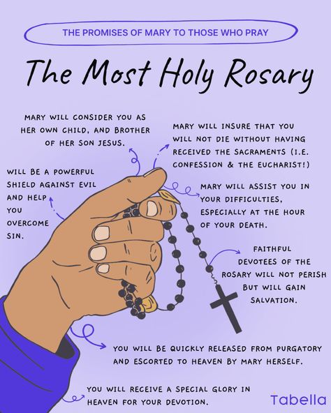 🙏📿October, the Month of the Rosary 

🙌🏻Discover the promises that Our Lady has made for praying the Holy Rosary. Each Hail Mary brings us closer to her protection and the love of God.

📲Share this infographic with your loved ones and join millions of faithful around the world in this powerful prayer. Together, let's strengthen our faith and experience the blessings that the Rosary brings to our lives.

Pray the Rosary today and spread the message! 💙 How To Pray The Rosary Catholic, Holy Rosary Prayer, Praying The Rosary Catholic, Rosary Prayers Catholic, Pray The Rosary, Rosary Prayer, The Love Of God, Praying The Rosary, Holy Rosary