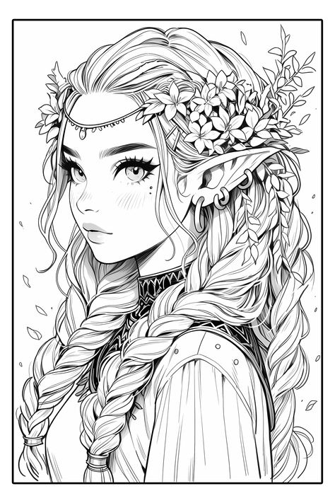 Pinup Coloring Pages, Fairy Coloring Book, People Coloring Pages, Manga Coloring Book, Color Drawing Art, Adult Coloring Designs, Detailed Coloring Pages, Color Book, Princess Coloring