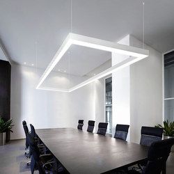 General lighting-Linear lights-Suspended lights-XP2040-Panzeri Modern Office Lighting, Office Lighting Design, Blitz Design, Meeting Room Design, Rustic Home Offices, Office Ceiling, Office Meeting Room, Modern Office Design, Linear Lighting