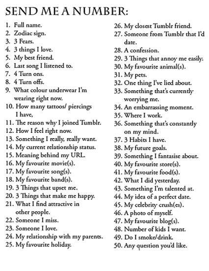 Send Me A Number, Life Goals Examples, Annoying Songs, Snapchat Question Game, Snapchat Questions, Text Games, Truth Or Dare Questions, Dare Questions, Instagram Story Questions