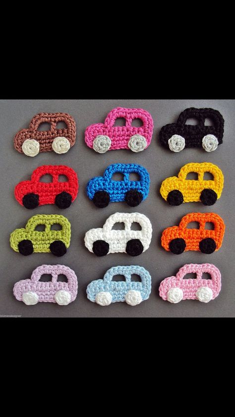 Car Diy Crafts Knitting, Crochet Applique Patterns Free, Diy Crafts Crochet, Crochet Car, Crochet Frog, Haken Baby, 자수 디자인, Crochet Applique, Crochet Stitch