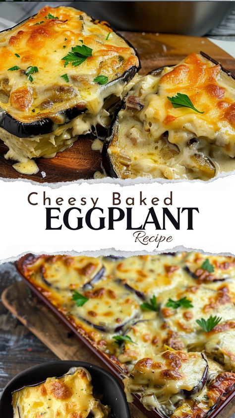 Cheesy Baked Eggplant Recipe  Ingredients: 2 eggplants 2 cloves of garlic, minced 1 ball of mozzarella cheese 500 ml tomato sauce Salt, pepper, and oregano (to taste) Olive oil Cheesy Baked Eggplant, Cheesy Eggplant Bake, Eggplant And Mozzarella Recipes, Eggplant Recipe, Mozzarella Recipes, Baked Eggplant, 15 Minute Meals, Cheese Fries, Eggplant Recipes