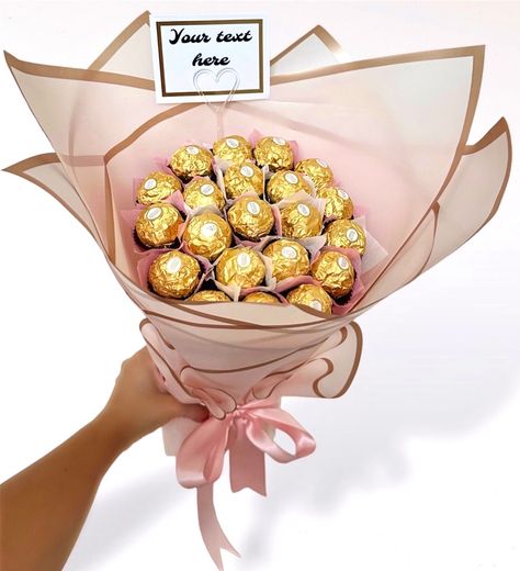 Ferrero Bouquet, Rocher Bouquet, Ferrero Rocher Gift, Ferrero Rocher Bouquet, Graduation Flower Bouquet, Bouquet Chocolate, Graduation Flowers, Elegant Bouquet, Gift Valentines Day