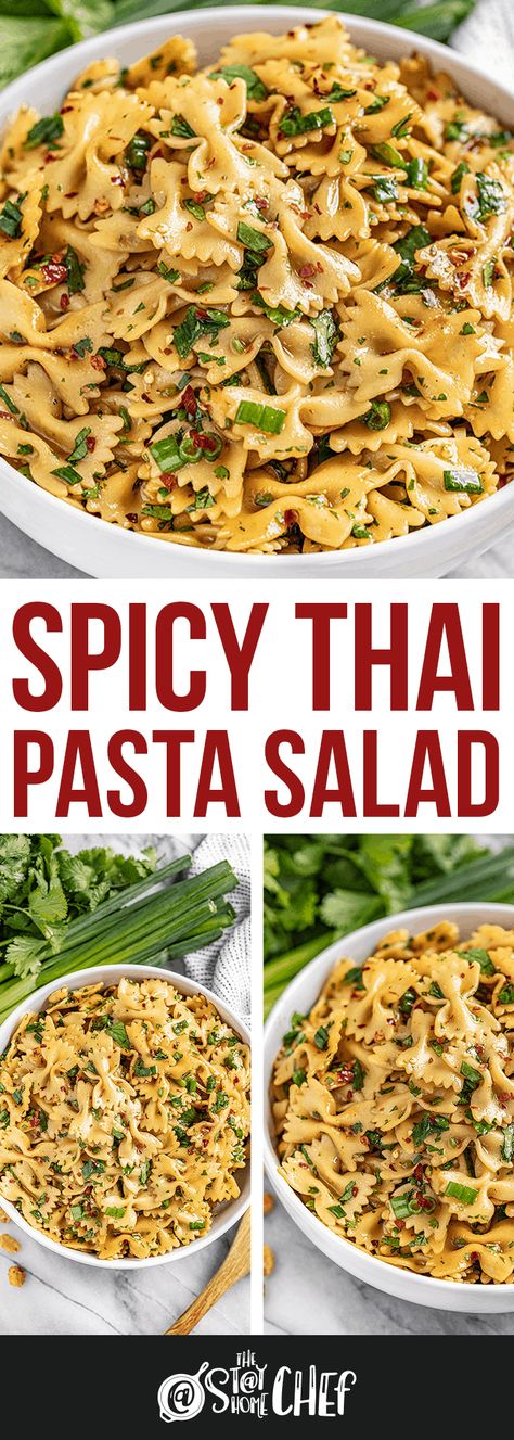 Spicy Thai Pasta Salad Thai Pasta Salad, Thai Pasta, Spicy Thai, Cold Pasta, Potluck Recipes, Dinner Easy, Pasta Salad Recipes, Asian Dishes, Dish Recipes