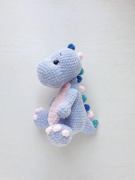 Birthday Dragon, Crochet Wolf, Box Crochet, Amigurumi Dinosaur, Toy Dragon, Dinosaur Crochet, Alpaca Toy, Crochet Sloth, Rainbow Plush