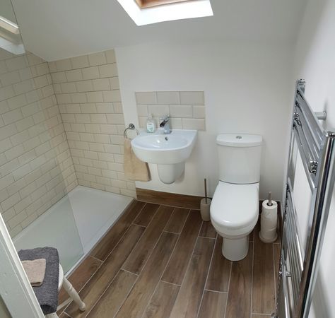 Attic Bathrooms, Sloping Ceiling, Attic Bedroom Storage, Wall Hung Basin, Ensuite Shower Room, Attic Bedroom, Loft Conversion, Plan Design, Shower Room