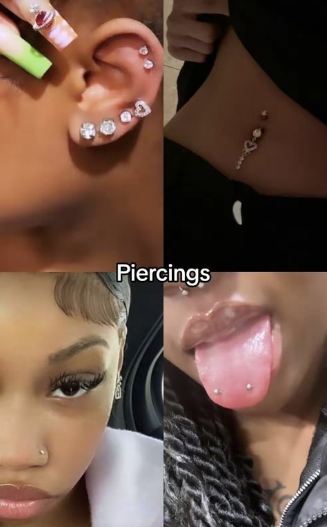 Earings Piercings Black Women, Ear Piercings Inspo Baddie, Piercings To Get, Ear Piercings Black Women, Baddie Piercings, Peircings Women, Piercings Black Women, Pretty Piercings, Haut Routine