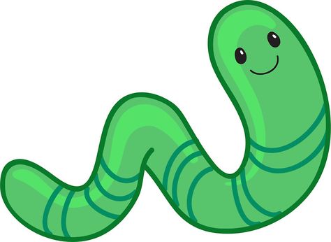 Cute cartoon green worm by Sandytov Pizzabacon Art, Worm Drawing Easy, Worm Drawing Cute, Worm Doodle, Cartoon Worm Drawing, Worms Illustration, Cute Worm Illustration, Worm Cartoon, Worm Clipart