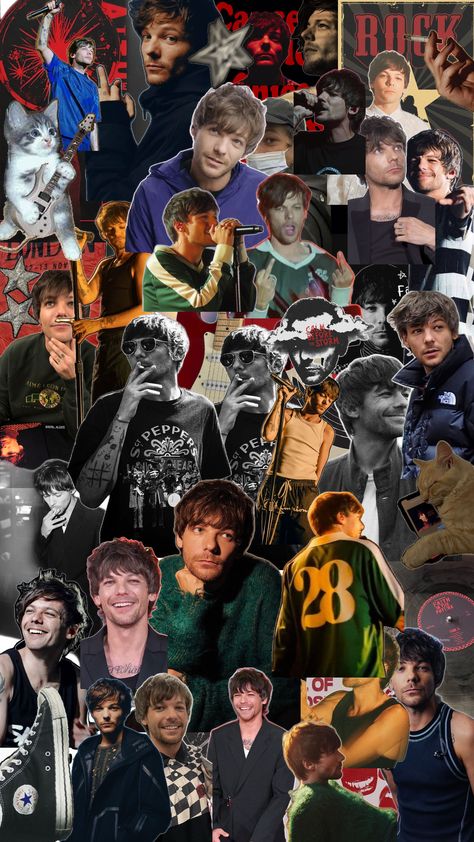 Louis Tomlinson Collage Wallpaper, Louis Tomlinson Collage, Louis Tomlinson Wallpaper, One Direction Louis, Comfort Person, One Direction Wallpaper, Christmas Collage, One Direction Photos, Louis And Harry