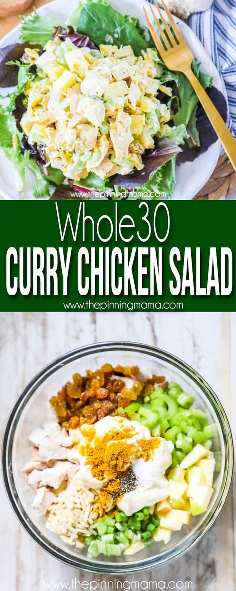 Whole 30 Sandwich, Paleo Curry Chicken Salad, Whole30 Chicken Salad, Healthy Chicken Curry, Whole30 Chicken, Whole 30 Lunch, Whole 30 Meal Plan, Whole Foods, Chicken Curry Salad