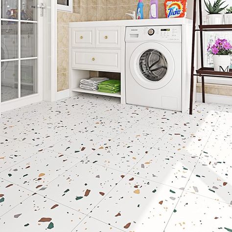 Livelynine 32-Pack Peel and Stick Vinyl Flooring Terrazzo Floor Tiles Waterproof Bathroom Flooring Removable Flooring for Renters Laundry Bedroom Kitchen Laminate Flooring Linoleum Tile Sheets 12X12": Amazon.com: Tools & Home Improvement Sheet Vinyl Flooring Bathroom, Kitchen Laminate Flooring, Removable Flooring, Vinyl Tile Flooring Bathroom, Waterproof Bathroom Flooring, Peel And Stick Floor Tile, Self Adhesive Floor Tiles, Laminate Flooring In Kitchen, Grey Vinyl Flooring