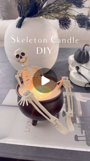 Ivette Kettel | All Things Home & Decor on Instagram: "Spooky season is almost here! This easy wax candle DIY is the perfect creepy touch for your Halloween decor!  All you need is a black bowl, a little skeleton, and melted wax, so simple, but so unique! It’s perfect for your coffee table or entryway, and it makes a great Halloween gift too! Like and save this for later if you’re ready to get crafty!
Ready to create your own? Comment SHOP below to receive a DM with the link to shop this post on my LTK ⬇ https://liketk.it/4RJTN
.
.
.
.
#HalloweenDecor #DIYHalloween #SpookyCrafts #FallDecor #CreepyVibes #ltkvideo #ltkhome #diycandle #ltkseasonal #homedecor #creepydiy" Wax Candles Diy, Candle Diy, Black Bowl, Melting Candles, Wax Candle, Diy Candles, Halloween Gift, Candle Wax, Spooky Season