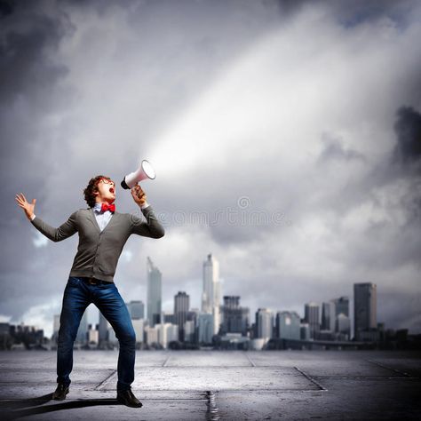 Man With Megaphone, Hand Images, Men Street, New York Skyline, Hobbies, Photo Image, Stock Photos, Concert