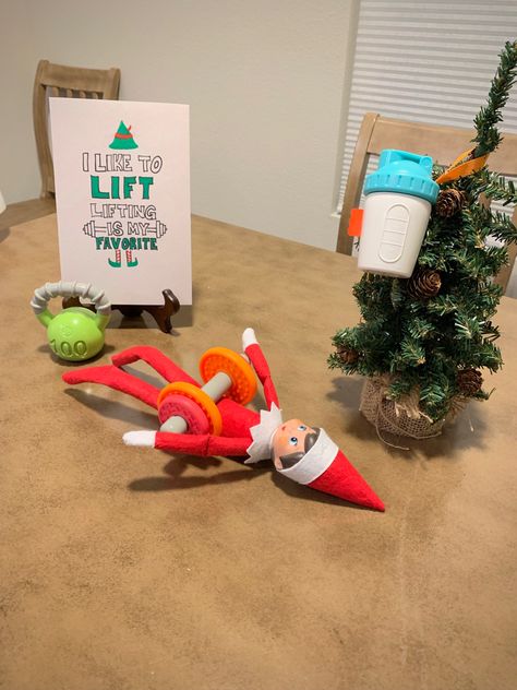 I like to lift. Lifting is my favorite Weight Lifting Elf On The Shelf, Elf Weight Lifting, Elf Lifting Weights, Elf Fun, Lifting Weights, On The Shelf, Elf On The Shelf, Weight Lifting, Elf