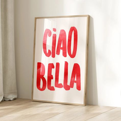 Ciao Bella, Trendy Poster Decor Italian Quote Typography Digital Download Print Love Saying Boho Gift Printable Wall Art Minimalist Room - Etsy Canada Diy Tableau, Positive Aesthetic, Italian Poster, Italian Wall Art, Italian Posters, Quote Typography, Italian Quotes, Poster Decor, Gift Printable