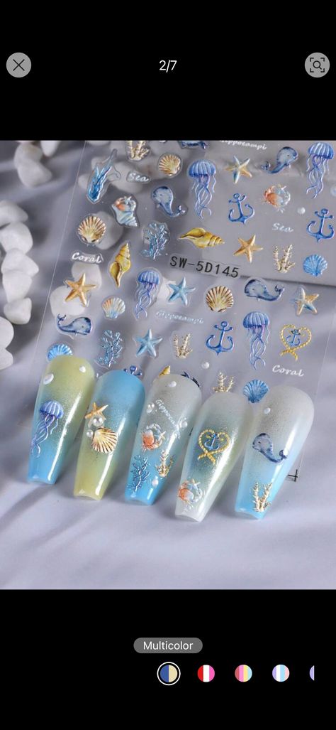 2 Sheets 3D Embossed Nail Stickers Summer Ocean Design Starfish Seashell Star Fish Pattern Nail Decals Self Adhesive Sliders Manicure Nail Art Decoration DIYI discovered amazing products on SHEIN.com, come check them out! Manicure Nail Art, Summer Ocean, Ocean Design, Fish Pattern, Art Decor Diy, Star Fish, Nail Patterns, Fish Patterns, Nail Decals