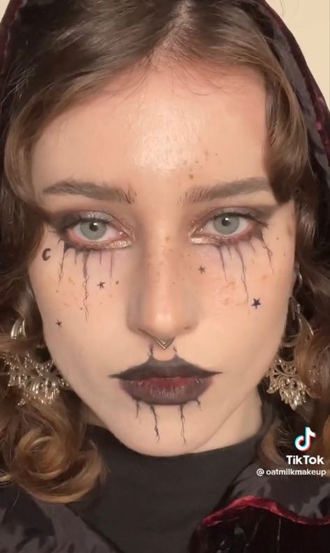 Witch Halloween Costume Make Up, Simple Witchy Makeup, Witch Halloween Costume Makeup, Spooky Witch Makeup, Simple Fantasy Makeup, Easy Fantasy Makeup, Witch Makeup Aesthetic, Make Up Bruja, Witch Costumes Makeup