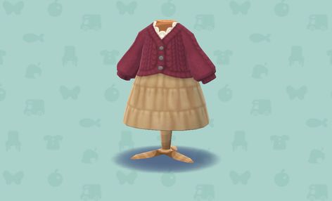 Red Animal Crossing Clothes, Animal Crossing Pocket Camp Outfits, Red Cardigan Outfit, Cardigan Outfit, Animal Crossing Pocket Camp, New Animal Crossing, Creative Things, Camping Outfits, Red Cardigan